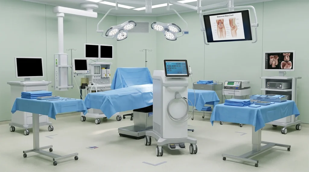 Современная операционная для лазерного лечения аденомы простаты в ANAMED | ANAMED klinikasida prostata adenomasini lazer yordamida davolash uchun zamonaviy operatsion xona